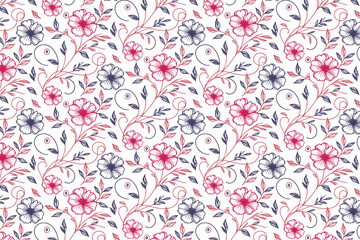 Fototapeta premium floral seamless table top minimalism.one line fashion sketch fabric.trendy wrapping paper modern nature.pillow cover hand drawn textile print.stylish repeat design flower