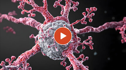 Detailed 3D Neuron Animation With Play Button