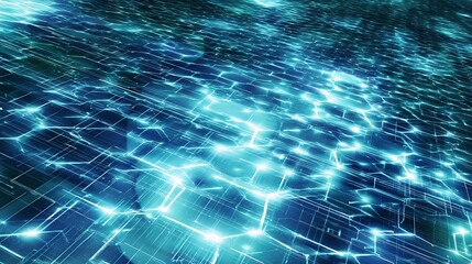 Glowing interconnected network abstract perspective view
