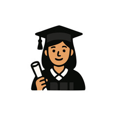 Graduation, student cap icon, diploma scroll vector, academic success for education milestone, school ceremony, university celebration, college achievement design clipart

