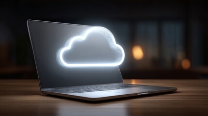 Cloud security systems on laptop enhancing computer network safety in a digital environment
