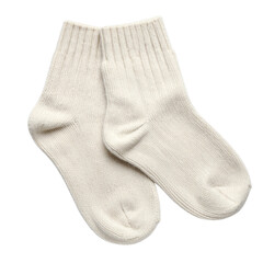 Cozy knitted socks in a neutral color, perfect for warmth and comfort. cut out. transparent background