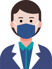 Healthcare professional wearing a face mask conceptual vector illustration of a doctor or medical worker flat style