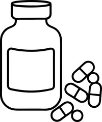 Medical pills bottle and capsules medicine outline illustration healthcare remedy treatment