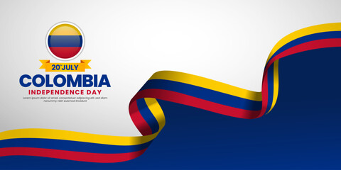 Colombian flag for colombia independence day banner background with blank space area