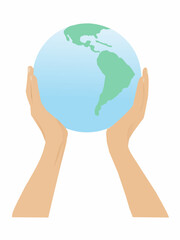 Vector of hand holding globe