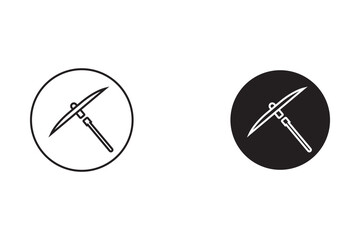 pickaxe icon, sign, or symbol in glyph and line style isolated on transparent background. Vector illustration