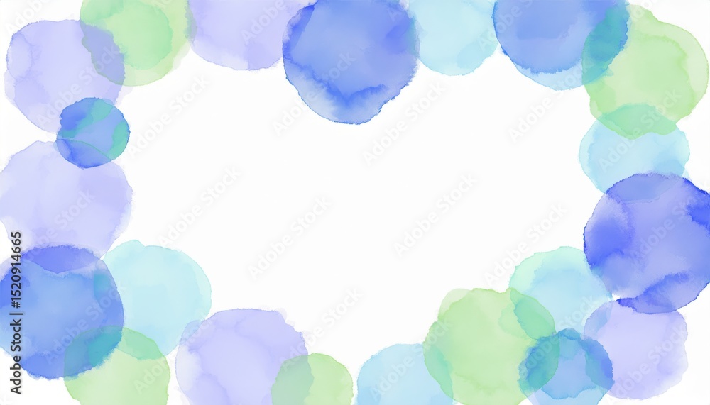 Aufkleber soft pastel watercolor circle border background in green blue and violet tones for web design invitation print or branding with empty central space for text or overlay in modern abstract style

