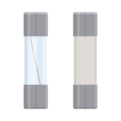 Glass and ceramic 5x20mm mini fuse set. Vector illustration isolated on white