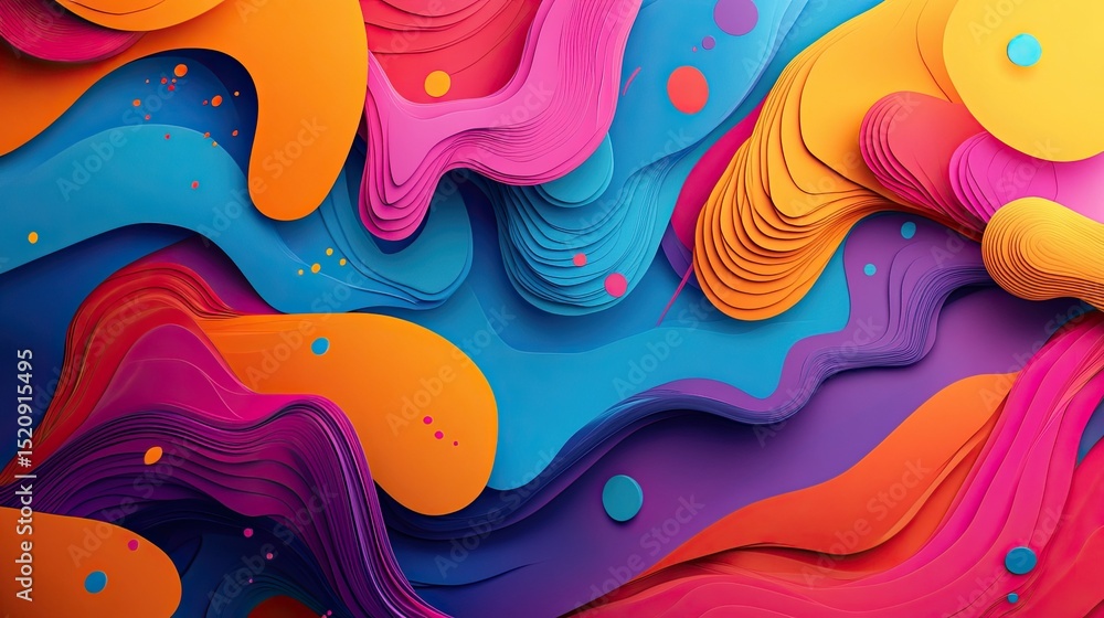 Aufkleber a vibrant and colorful abstract background with layered shapes and playful confetti elements scatter