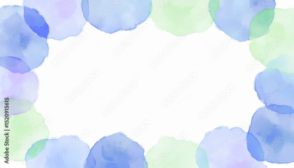 Aufkleber soft pastel watercolor circle border background in green blue and violet tones for web design invitation print or branding with empty central space for text or overlay in modern abstract style

