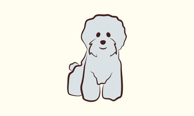Cute Grey Dog Illustration.