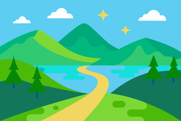 Obraz premium landscape with mountains and blue sky