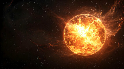 Fiery Star In The Dark Cosmos