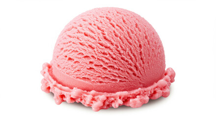 Pink ice cream scoop closeup