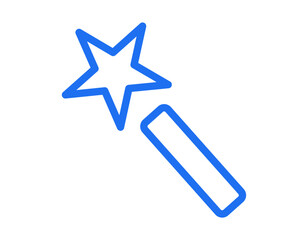 magician's wand vector icon blue color for any design