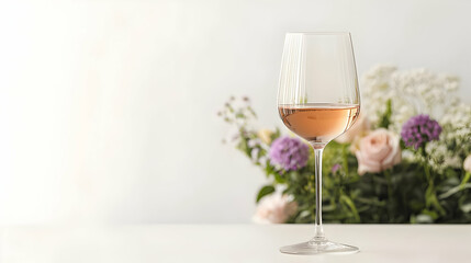 Elegant Pink Wine Glass With Floral Arrangement