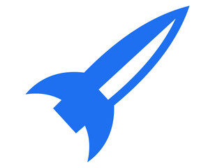 rocket vector icon blue color for any design