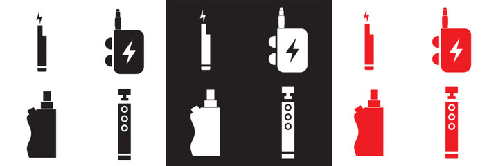 Vaping icon. Vector for websites, mobile interfaces, presentations, banner, visual branding etc. Vector illustration. isolated on white and black background. EPS 10