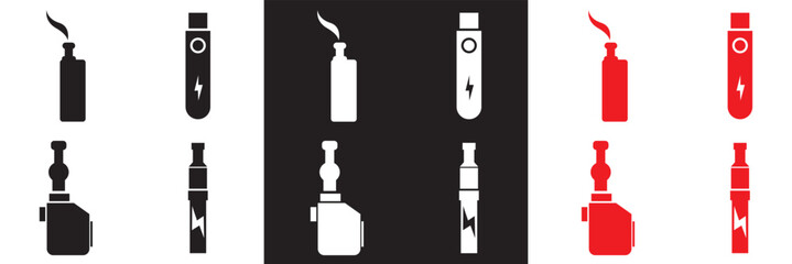 Obraz premium Vaping icon. Vector for websites, mobile interfaces, presentations, banner, visual branding etc. Vector illustration. isolated on white and black background. EPS 10