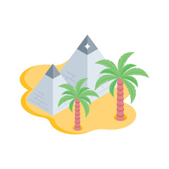 A captivating isometric icon showing tropical travel island