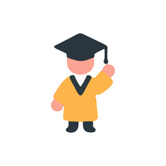 Graduation, university success icon, cap and gown vector, diploma certificate, academic celebration for school finish, student event, education design, scholar milestone graphics