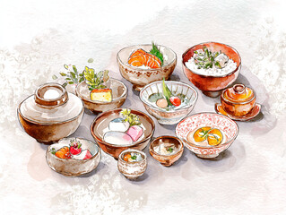 Traditional Japanese Meal Set Art