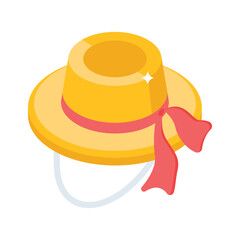Visually engaging isometric style icon of summer hat
