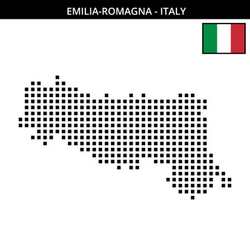 Big square dotted map of emilia-romagna in Italy