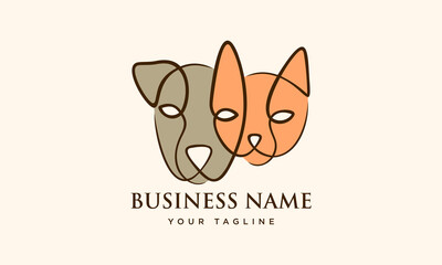 Dog  Cat Line Art Logo.