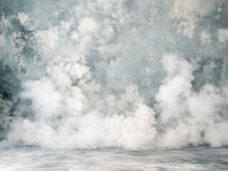 Obraz premium Smoky Concrete Wall Background White Fog, Grunge Texture, Dramatic Scene, Photographic Composition Keywords Smoke, Background