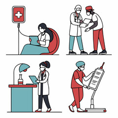 Healthcare Professionals: Illustration of healthcare workers providing care to patient