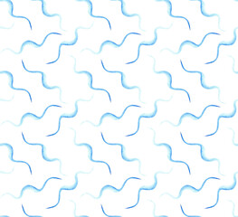 Seamless pattern with abstract watercolor shapes in the form of smooth waves. Hand painted bright geometric elements. Modern design for background, fabric, wallpaper, wrapping paper, digital prints
