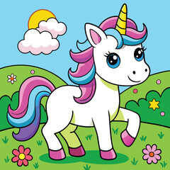 Fototapeta premium cute-in-a-field-unicorn.eps