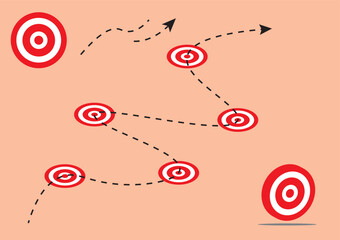 Strategic Trajectory Arrows trace a clear path towards a bullseye, highlighting goals and the journey to success. A vivid depiction of strategic planning, focus, and goal-oriented approach.