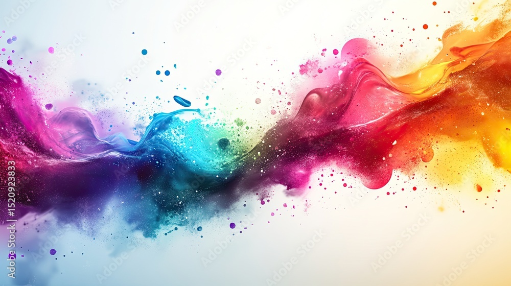 Aufkleber a vibrant splash of colorful inks blending together in a dynamic and artistic composition on white