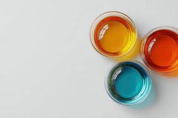 Colorful Liquids in Glass Bowls