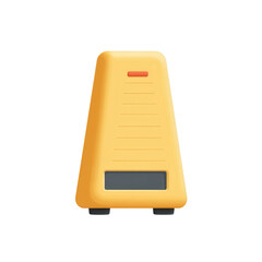 A yellow metronome with a digital display and a red indicator.
