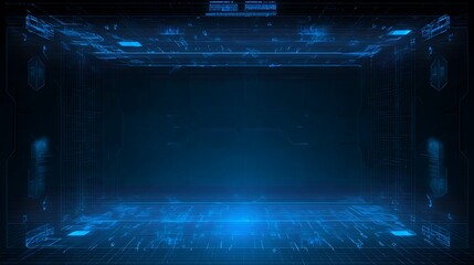 Futuristic cybernetic display in a virtual space