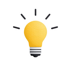 A yellow light bulb with glowing lines around it, symbolizing ideas and creativity.