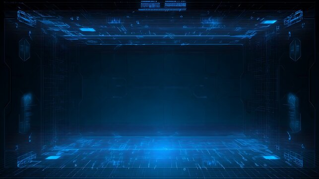 Futuristic cybernetic display in a virtual space
