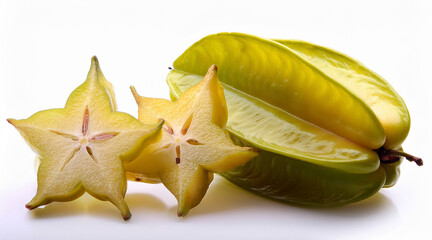 Fototapeta premium Carambola with shadow on white background