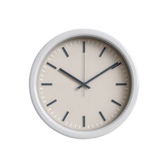 Minimalist wall clock with black hour, minute, and second hands, featuring a simple design and clear time markers.