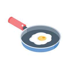 Grab this isometric icon of sizzling frying pan with egg
