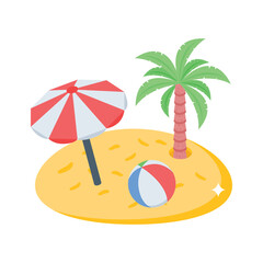 Check out this isometric icon of peaceful beach scene