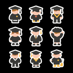 Graduation, mortarboard, diploma certificate, academic attire, graduate cap, convocation design, education symbol, college vector for university celebration and school completion icons