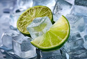 lime and ice cubes