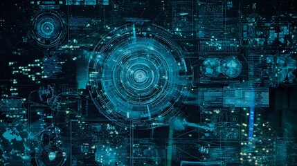 Complex data visualization in blue hue