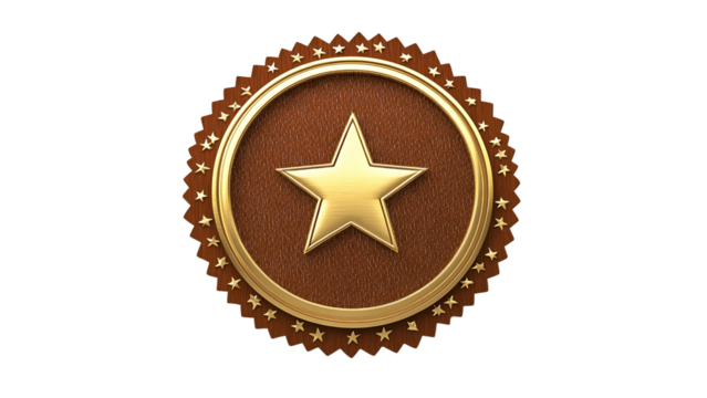 Elegant award certificate badge featuring a golden star and decorative border on black