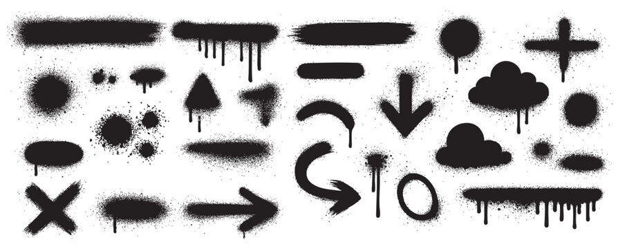 line arrow graffiti brush spray stroke set element vector illustration 